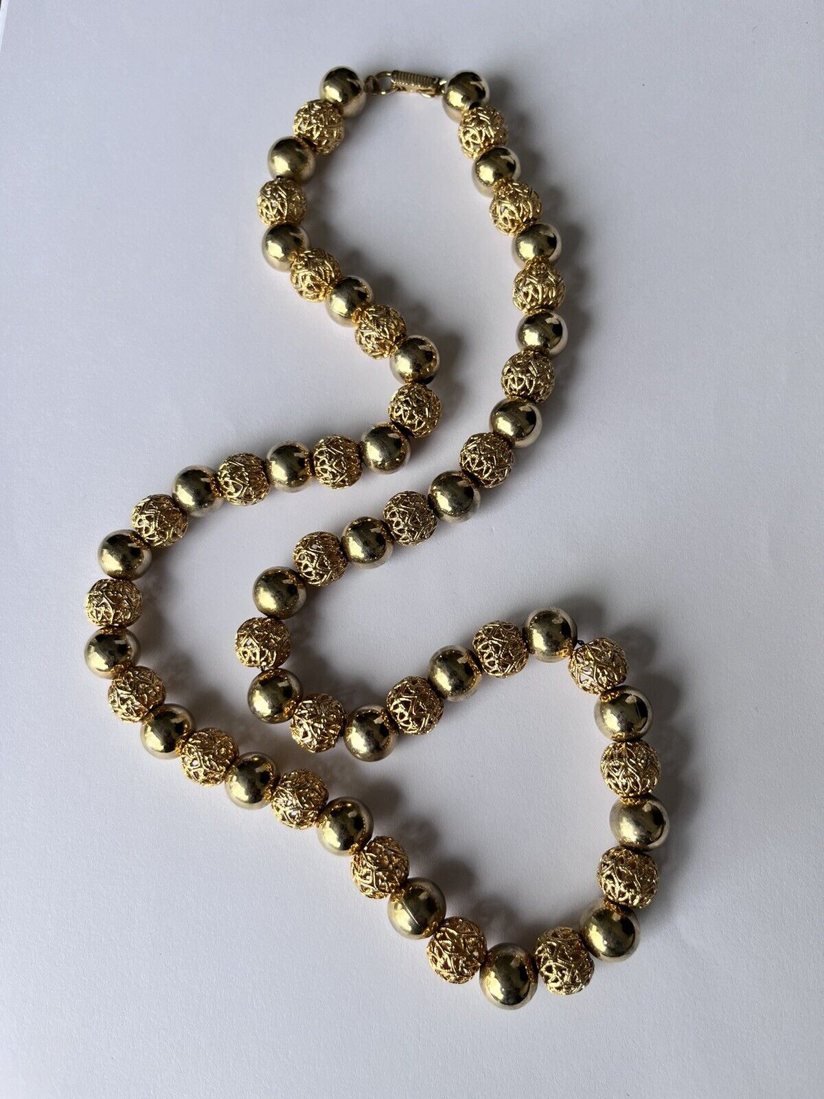 Vintage Gold Tone Long Length Beaded Necklace On Chain