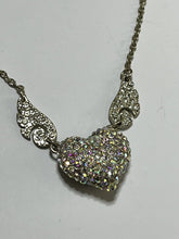 Vintage Heart Angel Wings Multicoloured Diamanté Necklace