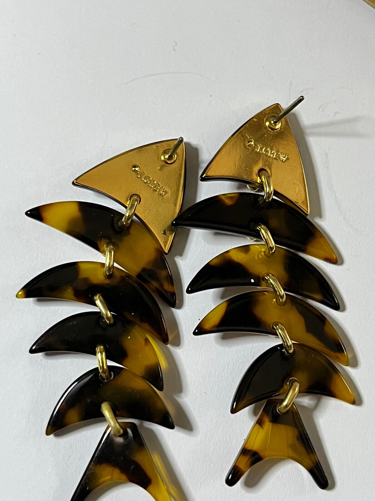 Vintage Designer J Crew Fishbone Acrylic Drop Earrings