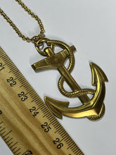 Vintage Gold Tone Statement Anchor Pendant Necklace