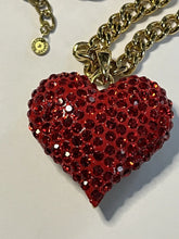Vintage Butler And Wilson Gold Tone Statement Red Heart Pendant Necklace