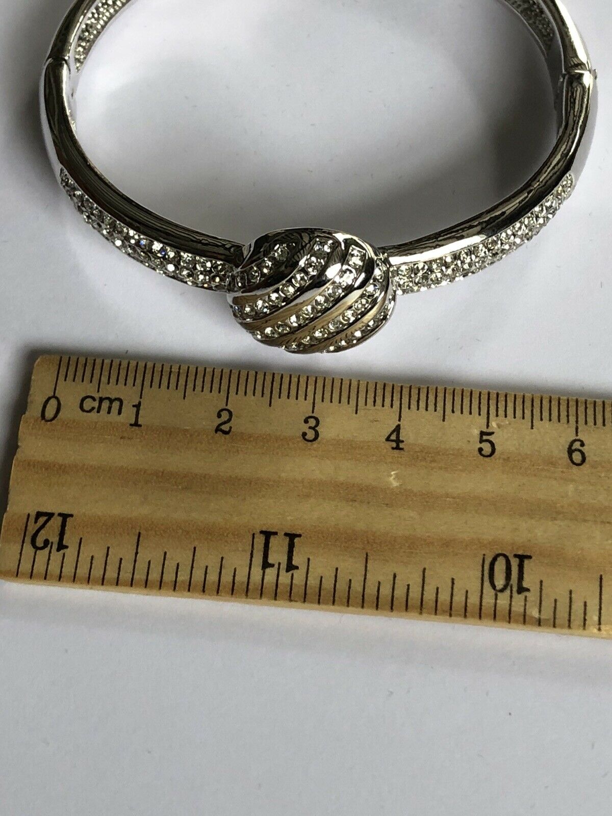 Vintage 1980s Rhodium Plated Statement Swarovski Crystal Bracelet Bangle