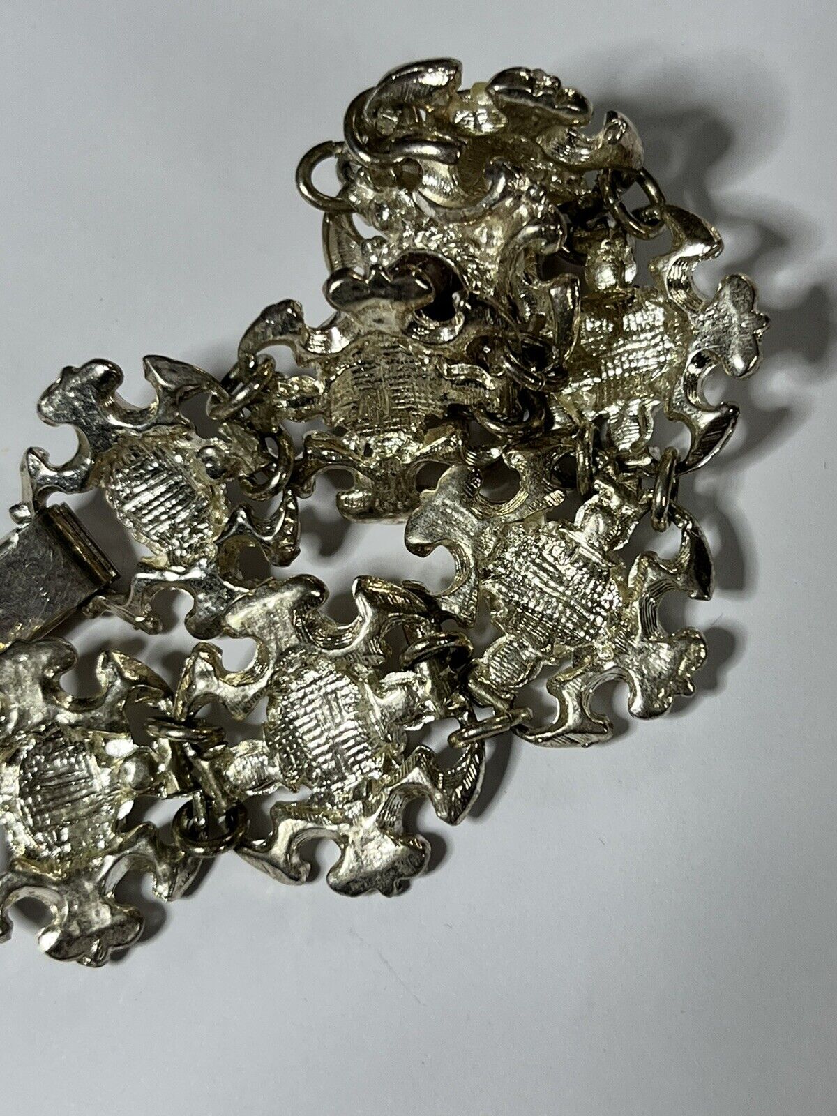 Vintage Silver Tone Amethyst Chip Bracelet