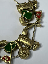 Vintage Gold Tone Golfing Enamel Bracelet