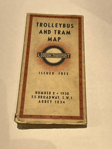 London Transport 1938 Number 2 Trolleybus And Tram Map