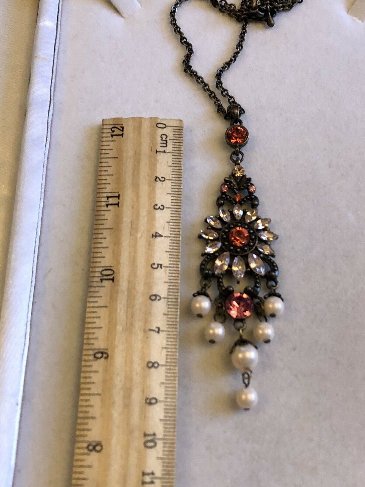 Vintage Drop Flowers Diamanté Faux Pearl Necklace