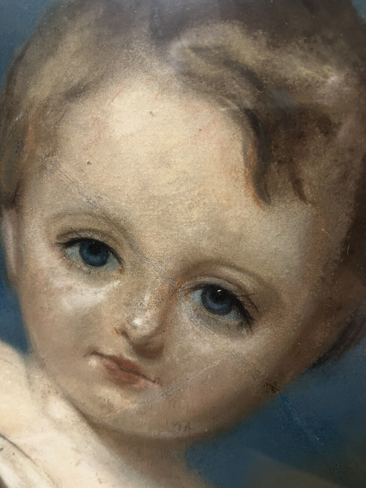 Portrait Chalk Painting Of A Mother And Child, Extremely Well Drawn.