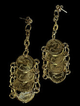 Vintage Etruscan Gold Tone Replica Coins Earrings