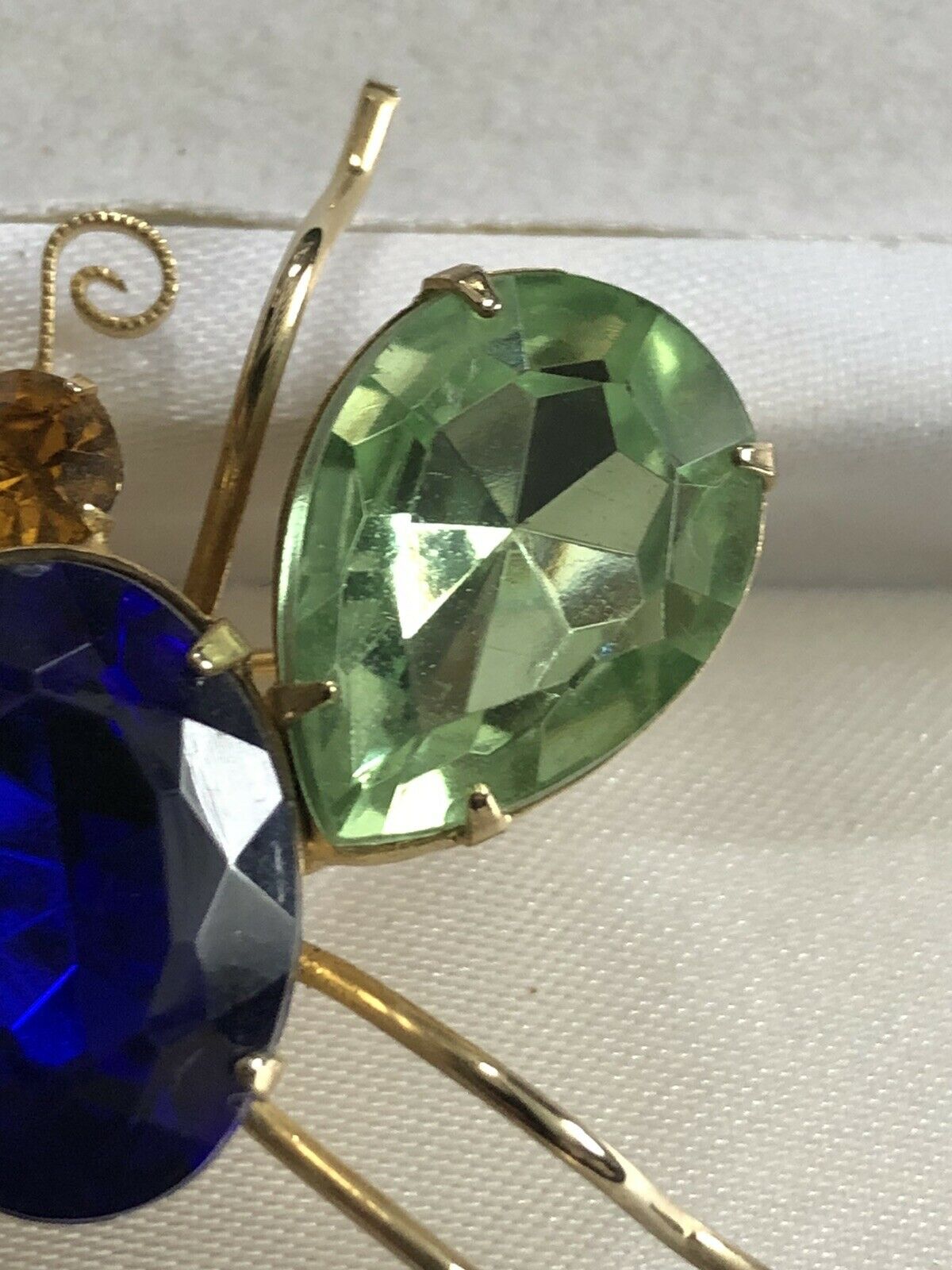 Vintage Diamanté Statement Green Blue Bug Brooch