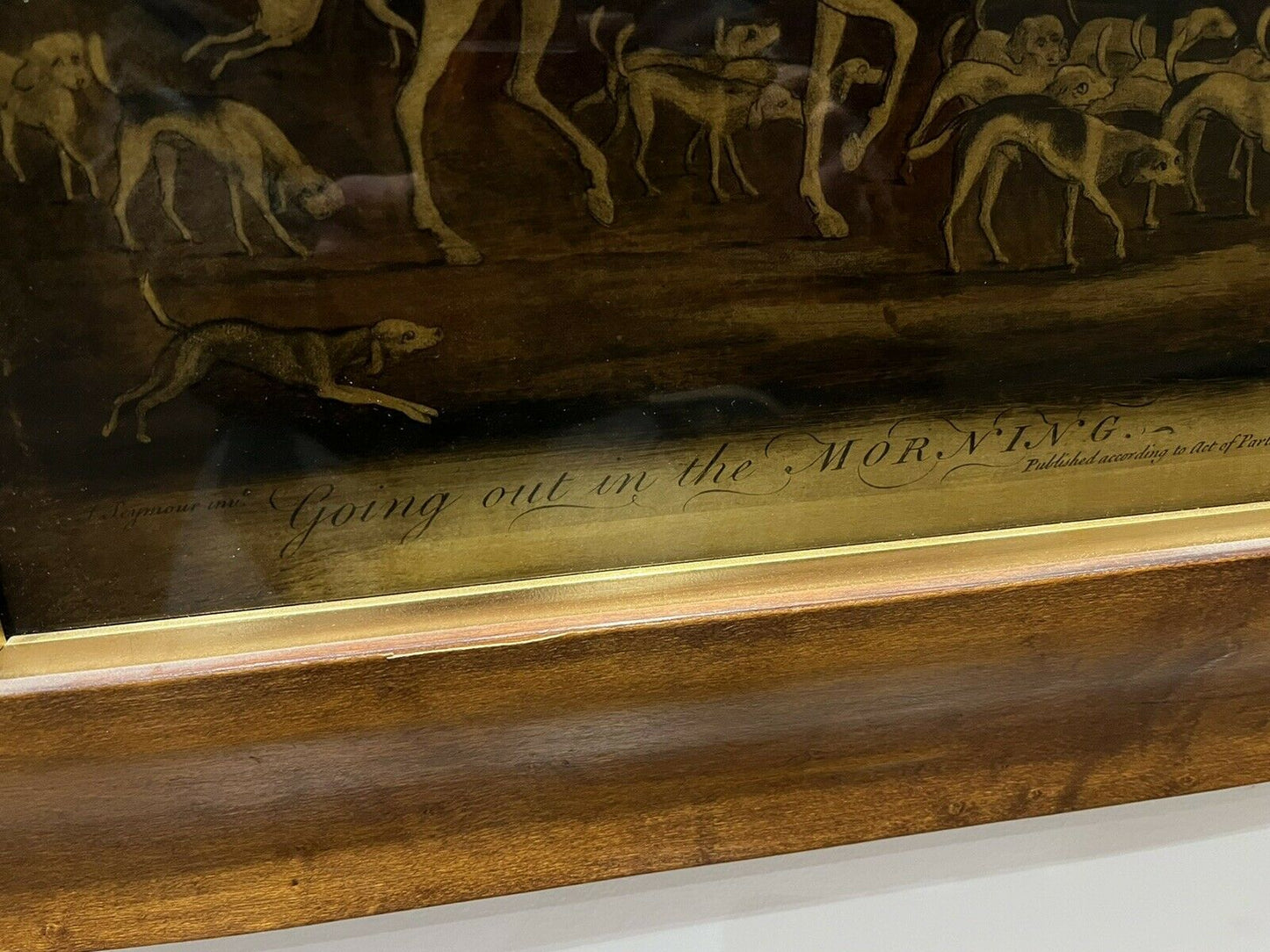 Victorian Crystoleum “ Going Out In The Morning “ In A Maple Frame.