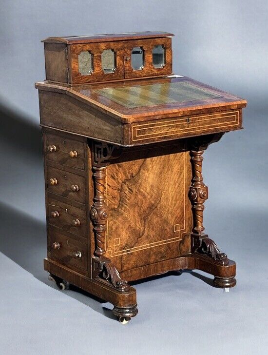Victorian Walnut Davenport Desk. Loads Of Storage.