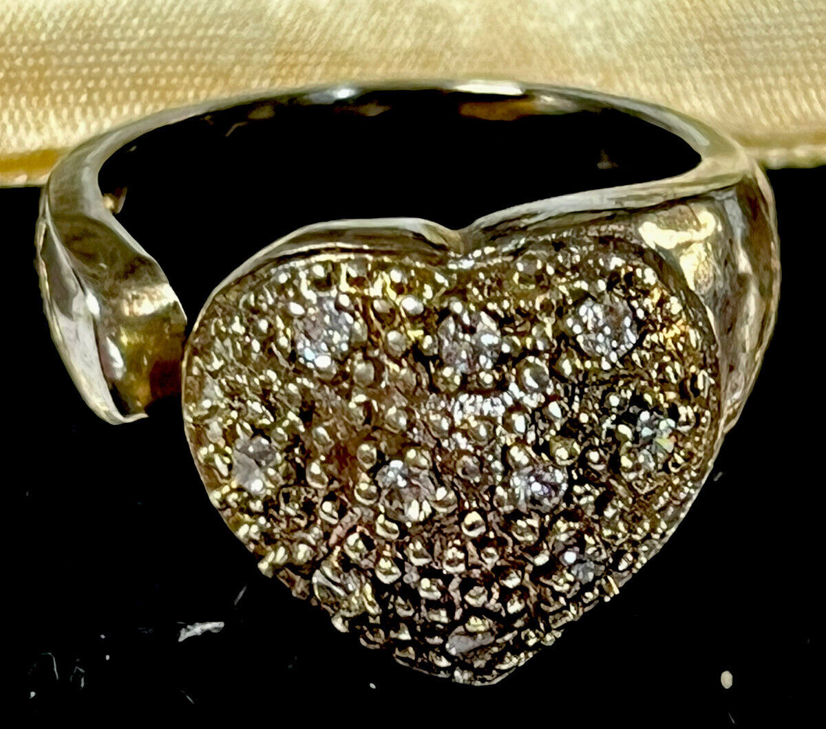 Vintage Sterling Silver Diamanté Heart Ring