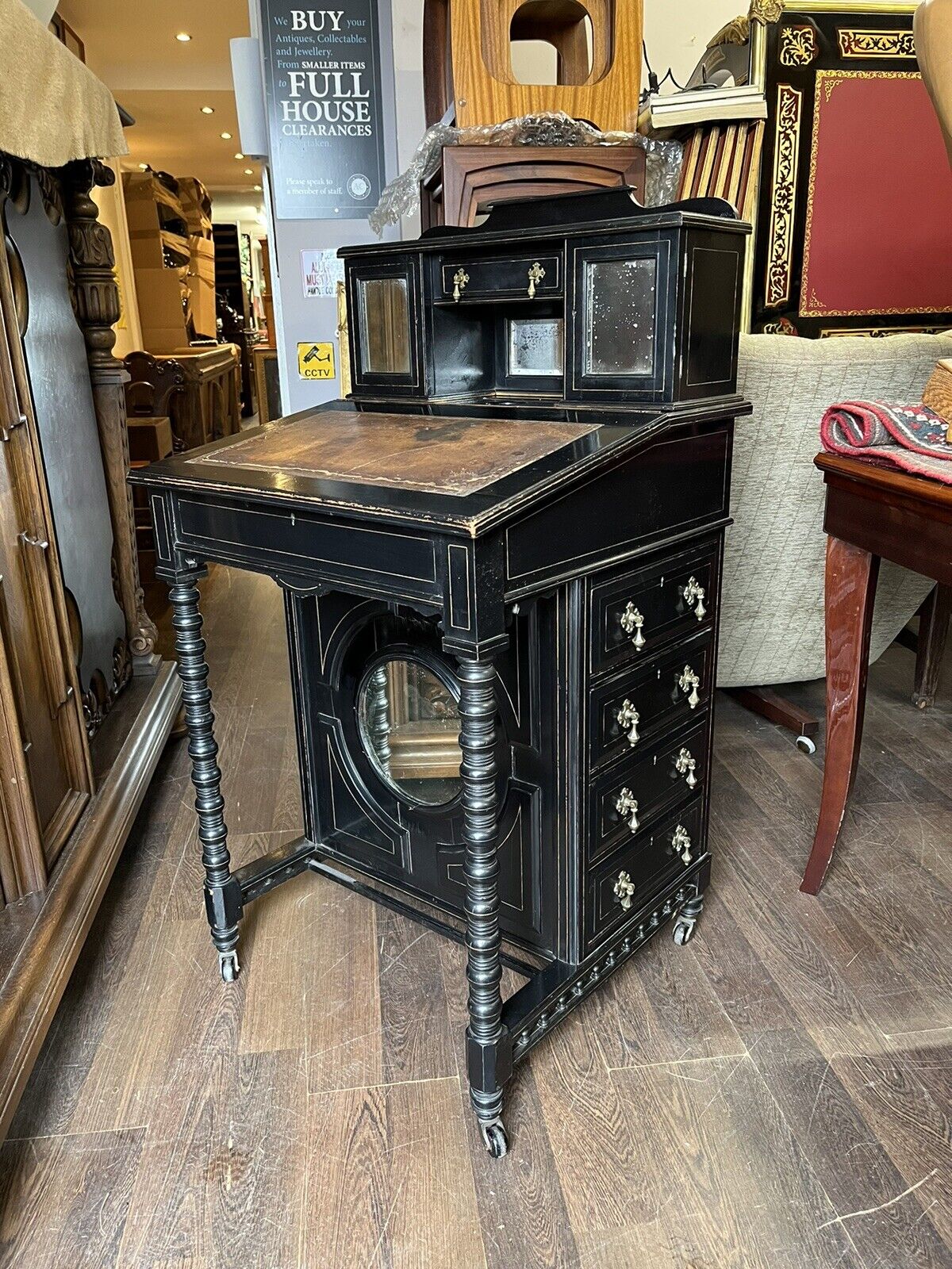 Aesthetic Movement Victorian Davenport Desk. Loads Of Storage.