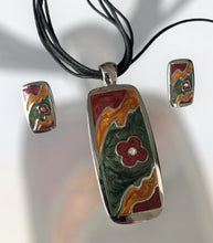 Vintage Enamelled Flowers Necklace And Earring Set