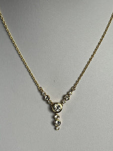 Vintage Signed 1980s Gold Plated Crystal Necklace Old New Stock