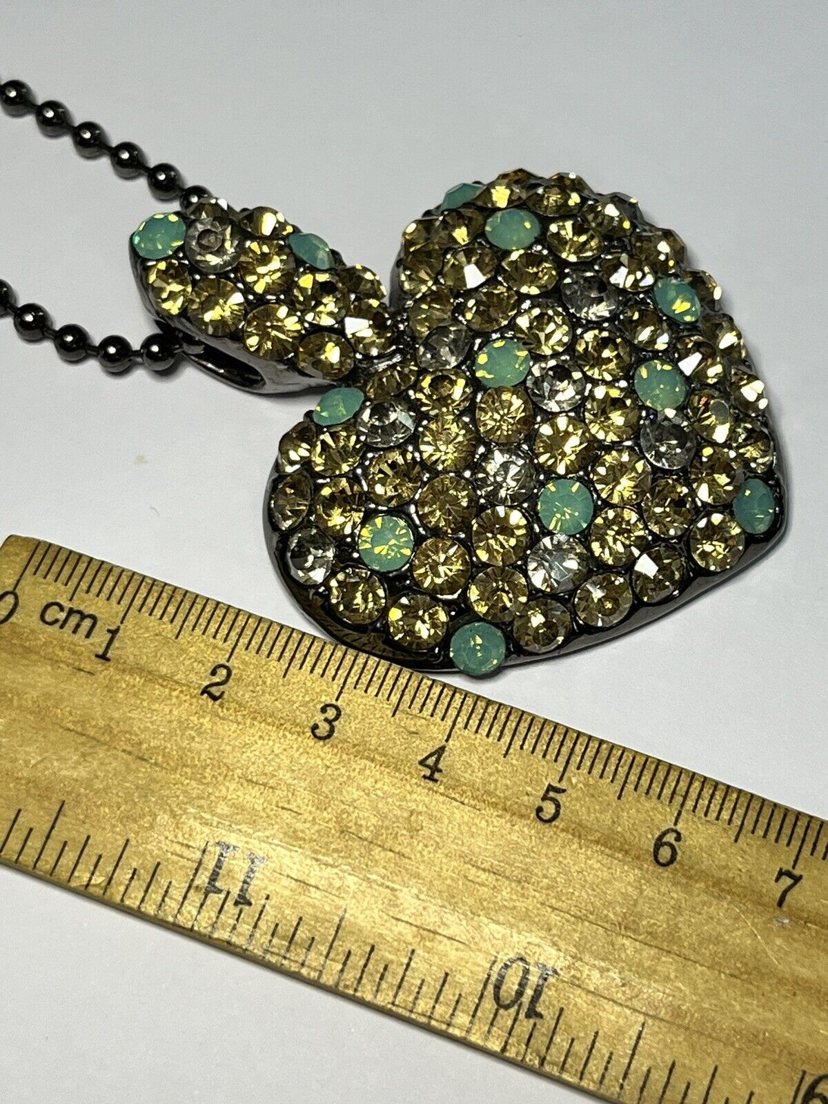 Vintage Statement Diamanté Heart Pendant Necklace