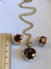 Vintage Hearts Gold Plated Red Stone Necklace And Earring Set