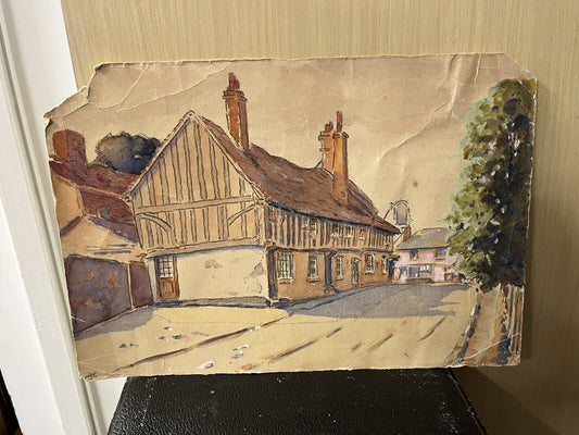 Tudor Cottages Watercolour