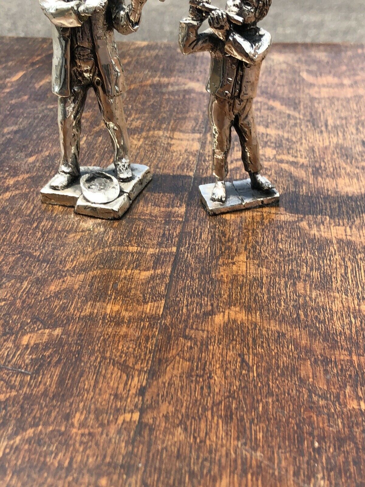 Silver Plate Figures. Violinist & Flutist. Highly Detailed Figures.