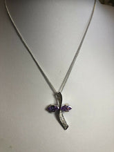 Vintage 1980s Rhodium Plated Purple Crystal Necklace New Old Stock