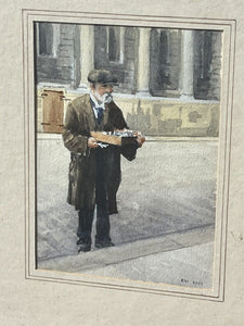 London Characters. Framed & Signed Watercolour By Ray Ross. “Street Seller”