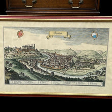 Antique Coloured Engraving By Conrad Buno Delineaut Of German Towns