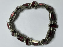 Antique Victorian/Edwardian Red Clear Paste Detailed Metalwork Bracelet