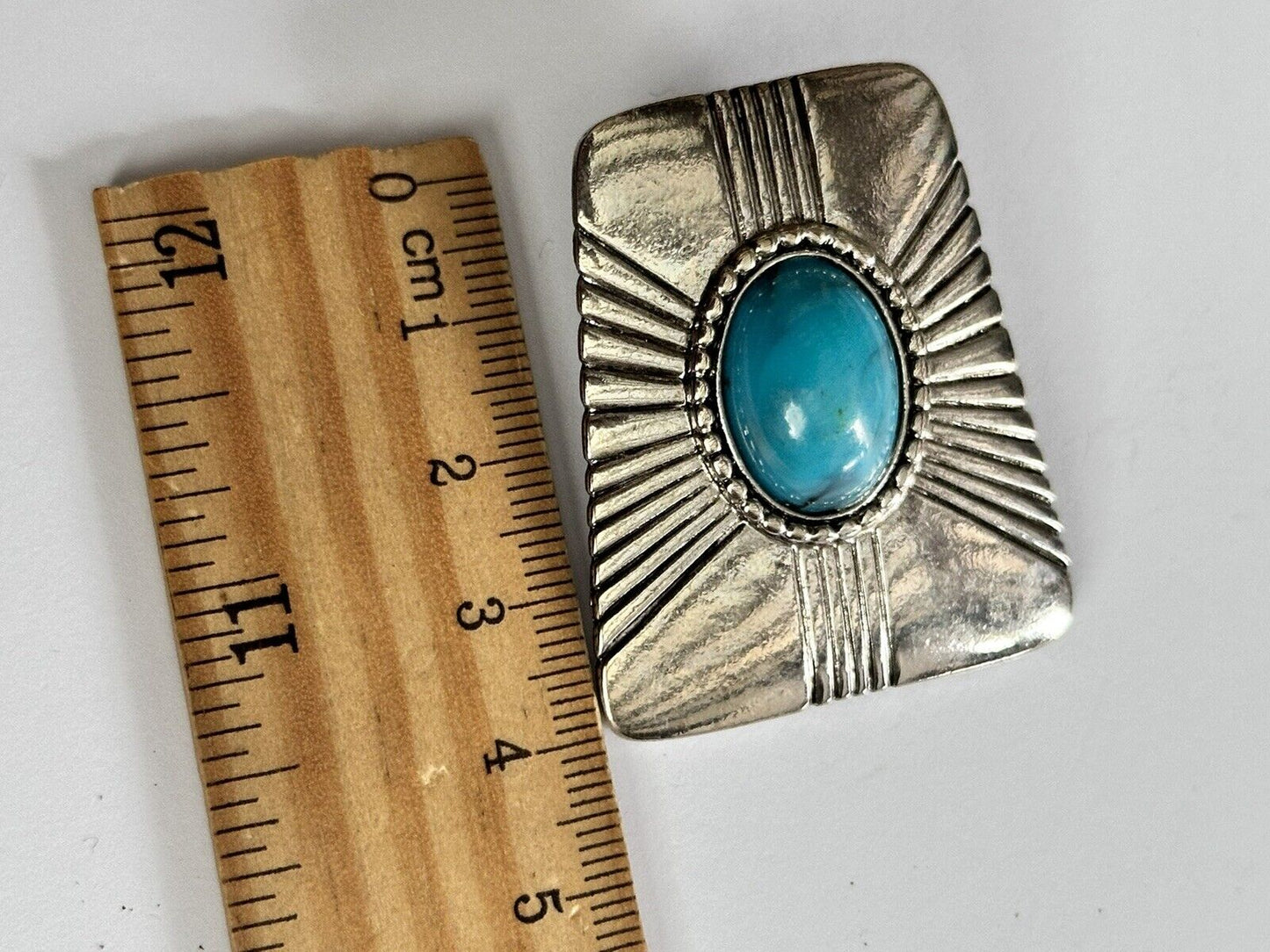 Vintage Silver Tone Faux Turquoise Clip On Earrings