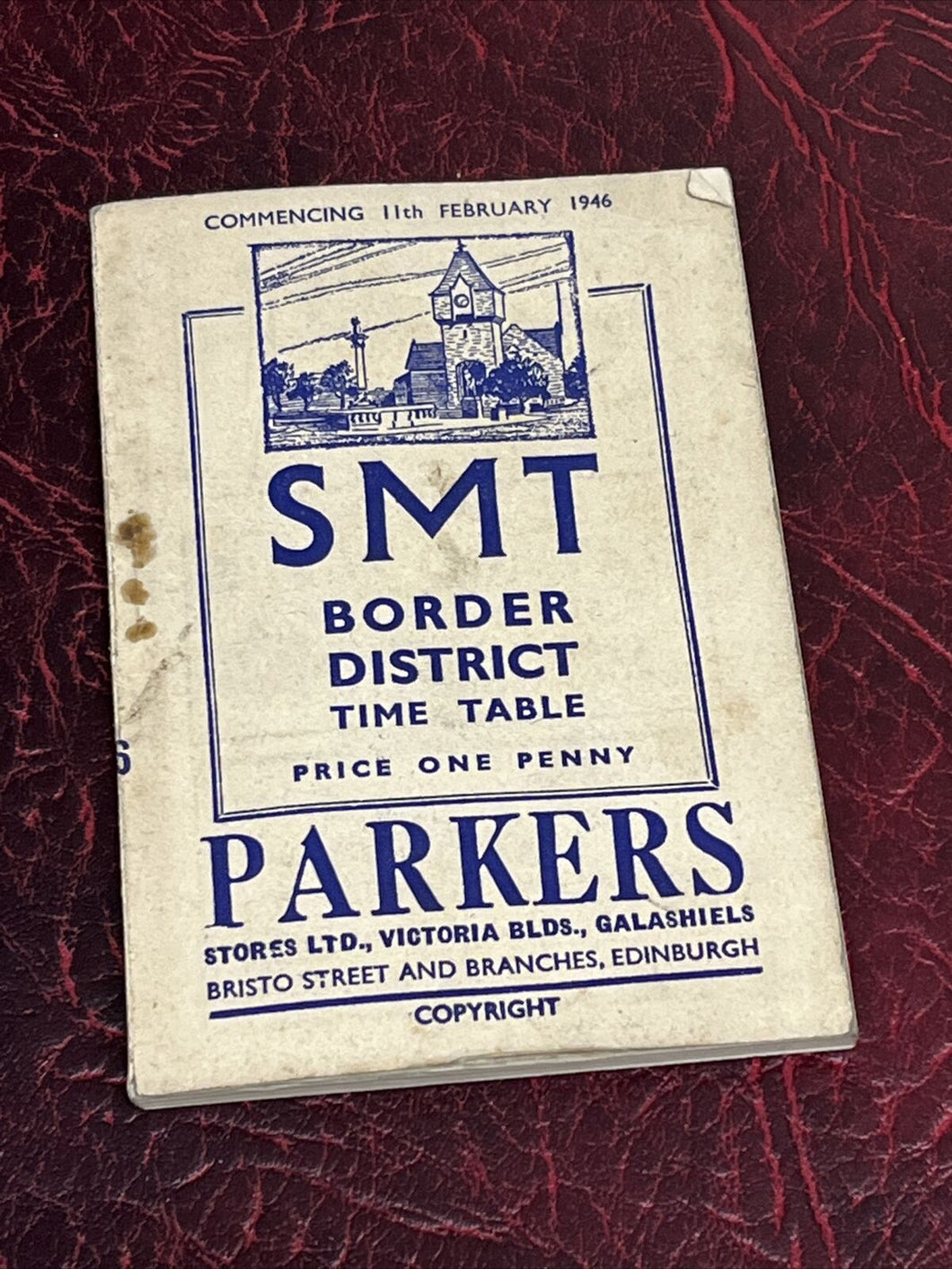 SMT BORDER DISTRICT Railway Timetable 1946