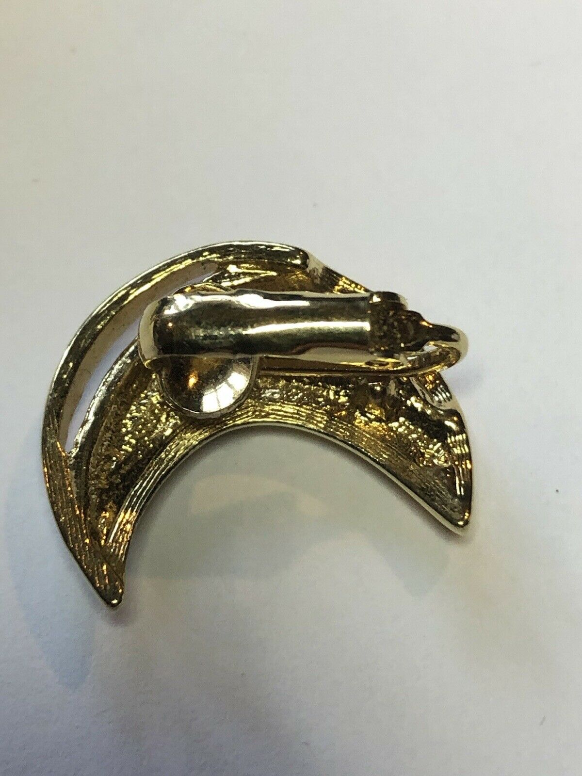 Vintage Gold Tone Diamanté Moon Clip On Earrings