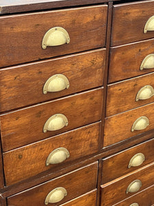 Edwardian Bank Of Drawers. 24 Drawers. Splits In To 2. Brass Handles.