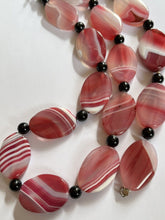 Vintage Pink Agate Stone Necklace Bracelet Set Statement Pieces