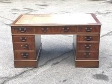 Large Mahogany Veneer Pedestal Desk
