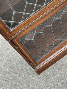 Edwardian Oak Sectional Bookcase With Lead light Glazing.