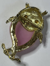 Vintage Gold Tone Pink Red Statement Owl Brooch