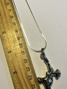 Vintage Silver Tone Iceskater Pendant Necklace