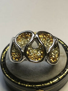 Vintage Rhodium Plated Cubic Zirconia Waves Ring