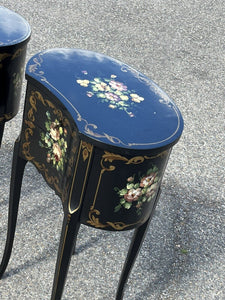 A Pair Of Bedside Cabinets. Lamp Tables. Side Tables. Decorated With Flowers