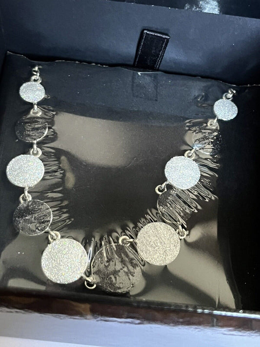Vintage Butler And Wilson Silver Tone Black Disk Necklace New In Box