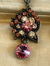 Vintage Multicoloured Pinks Diamanté Drop Earrings