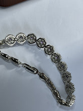 Vintage Rhodium Plated Purple Clear Diamanté Flowers Bracelet New Old Stock