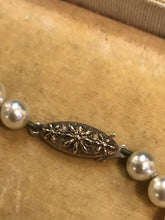 Vintage Faux Pearl Necklace Silver Gilt Necklace