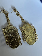 Vintage Etruscan Gold Tone Replica Coins Earrings