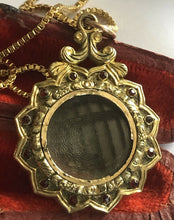 Edwardian Gold Tone Red Stone Portrait Trinket Holder Pendant  Necklace