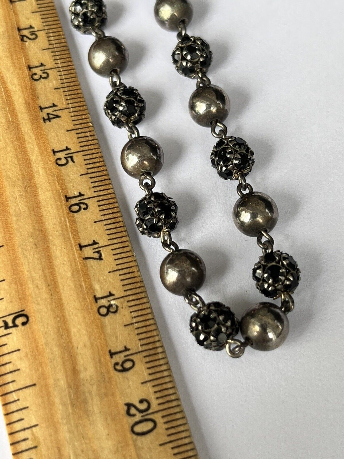 Vintage Signed Agatha Paris Black Diamanté Beaded Necklace