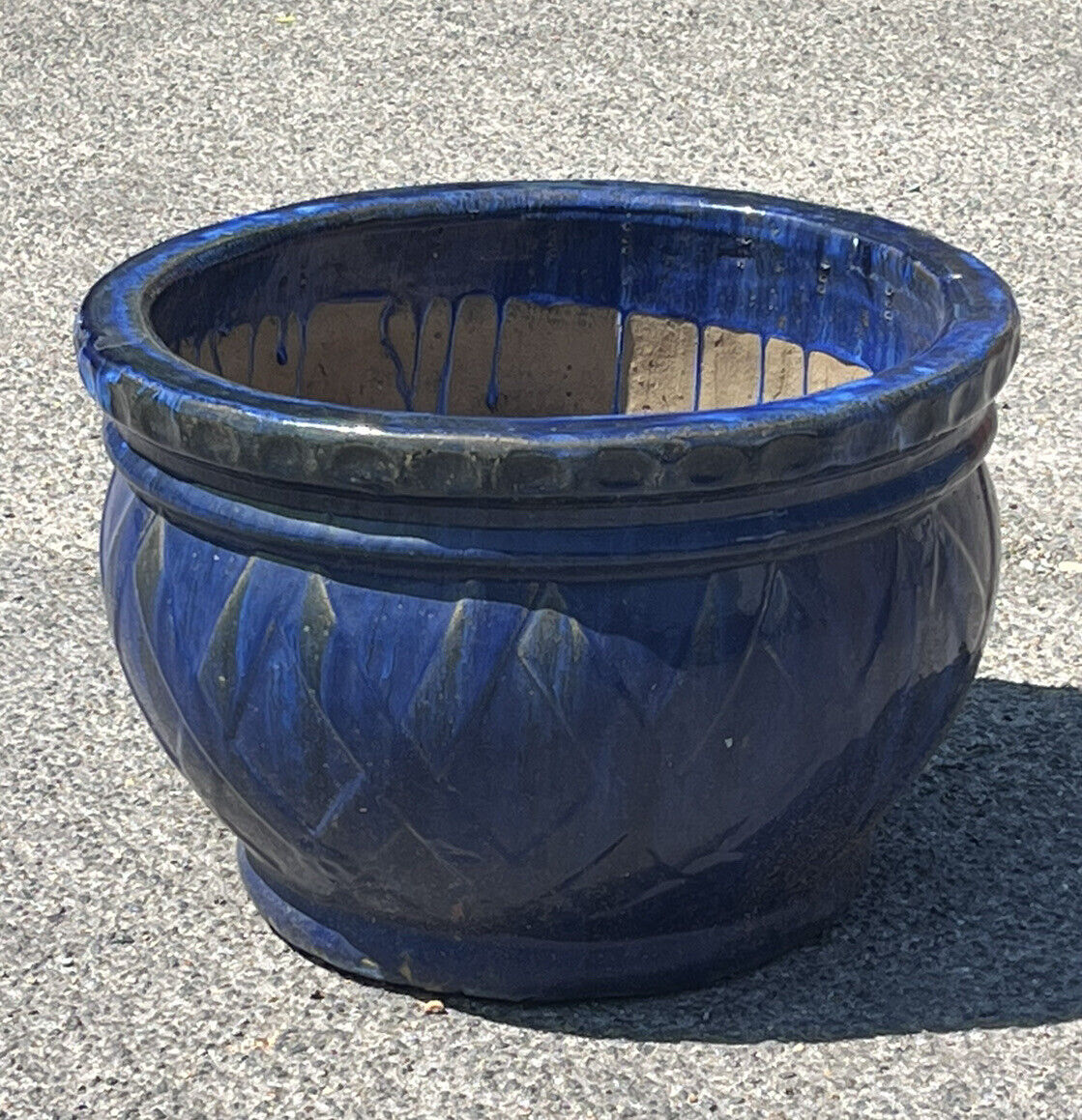 Large Blue Ceramic Plant Pot. Very Good Quality.