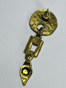 Vintage Etruscan Gold Tone Drop Earrings