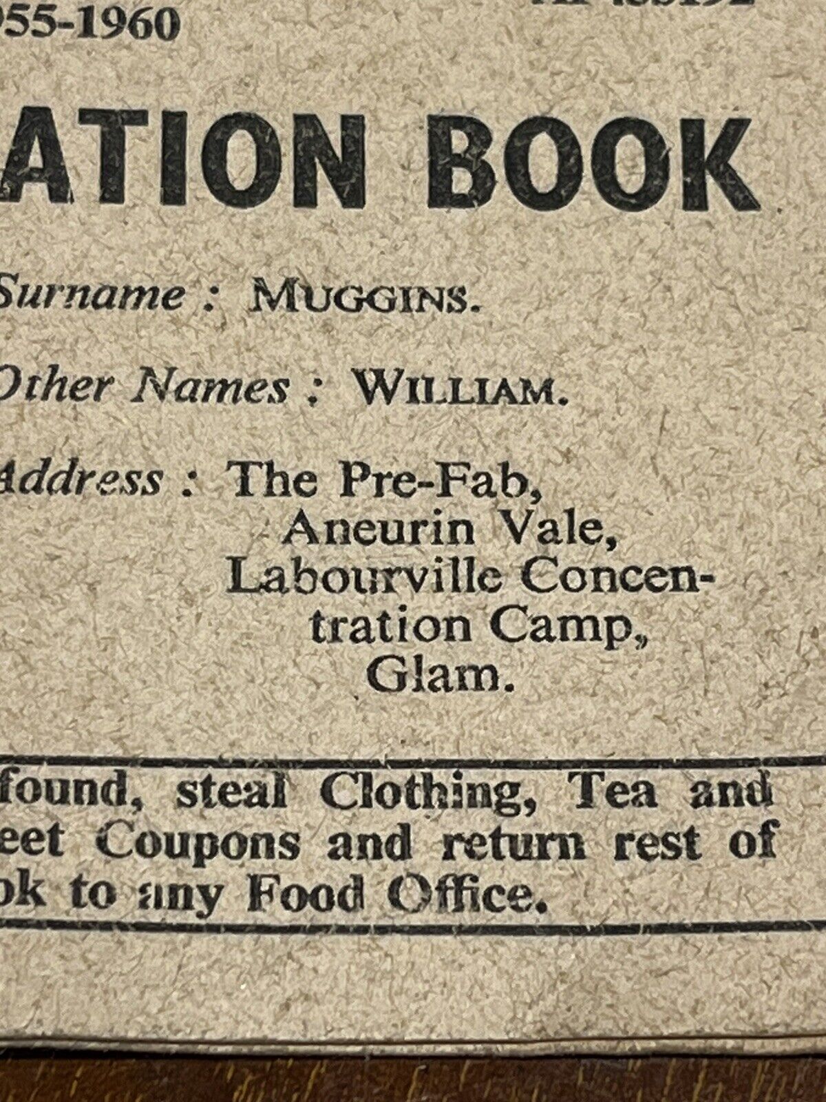 Labour Propaganda Ration Book, Circa 1955