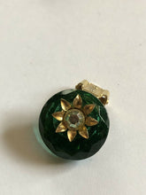 Vintage Green Glass Diamanté Clip On Earrings