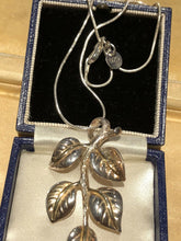 Vintage Silver 925 Gold Wash Branch Leaves Pendant Necklace